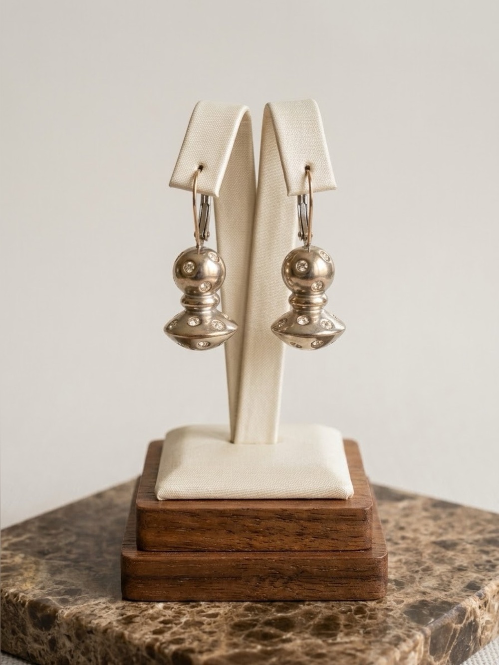 Swarovski "Memories" double-ball drop earrings Vintage 1987